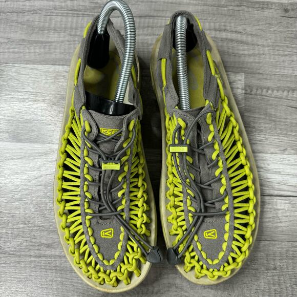 Keen Women’s Uneek Two Cord Sandals 1013095 Lime Green Gray Size 10 1/2 - Picture 2 of 7